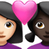 👩🏻‍❤️‍👩🏿 couple with heart: woman, woman, light skin tone, dark skin tone display on Apple